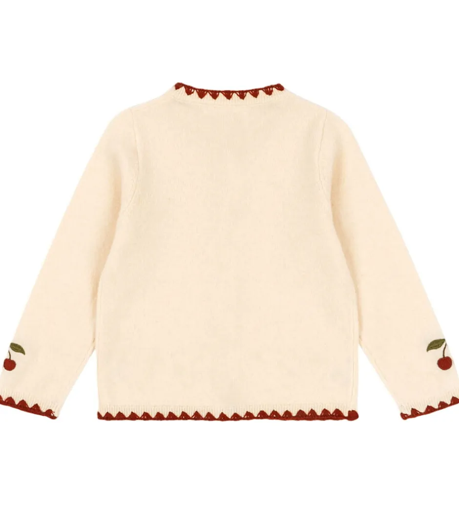 Cardigans*Konges Sløjd Cardigan - Uld - Collette - Off White m. Kirsebær