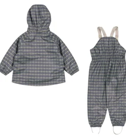 Børn Konges Sløjd Regntøj m. Seler/Fleece - Palme - Laurel Blue Check