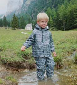 Børn Konges Sløjd Regntøj m. Seler/Fleece - Palme - Laurel Blue Check