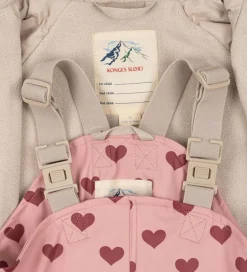 Børn Konges Sløjd Regntøj m. Seler/Fleece - PU - Palme - Amour Pink