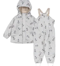 Børn Konges Sløjd Regntøj m. Seler/Fleece - PU - Palme - Sailor Check