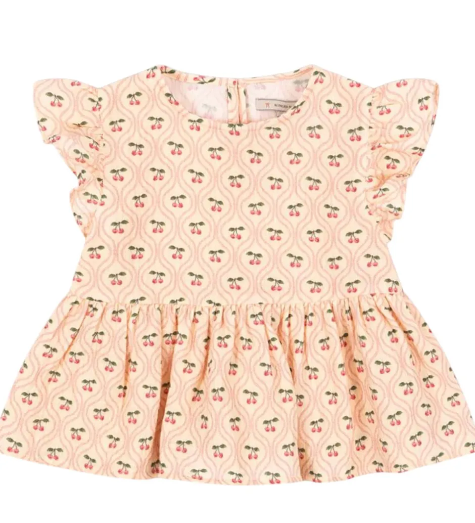Børn Konges Sløjd Top - Musselin - Coco - Cherry Pink Motif