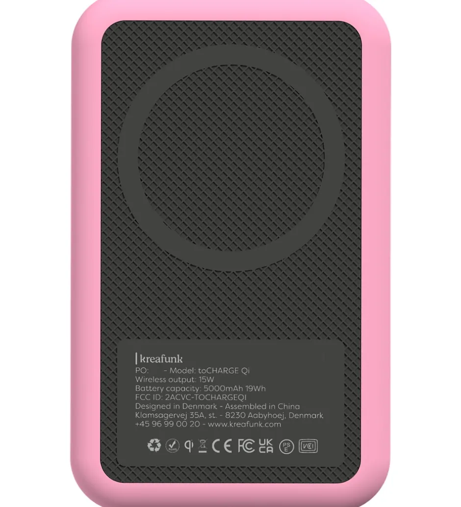 Powerbanks*Kreafunk Powerbank - toCHARGE Qi - Fresh Pink - 5.000mAh