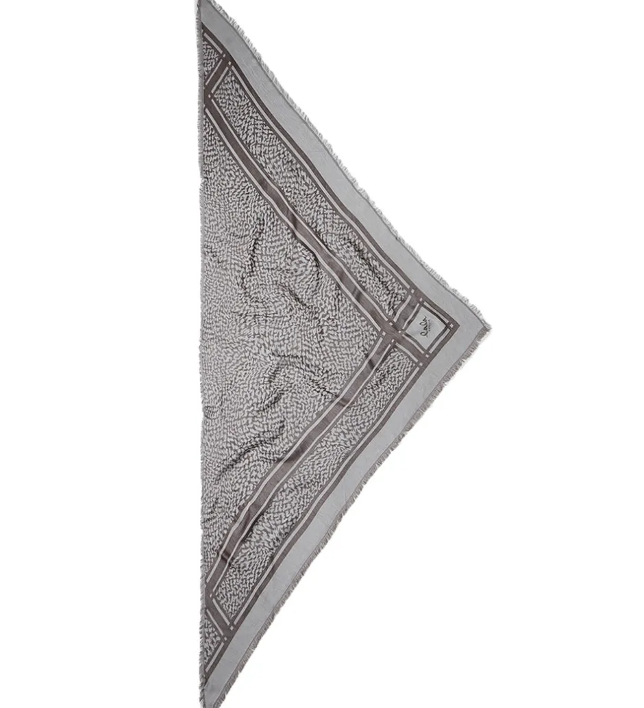 Tørklæder*Lala Berlin Tørklæde - Triangle Tilda - Swoosh Light Blue/Brown