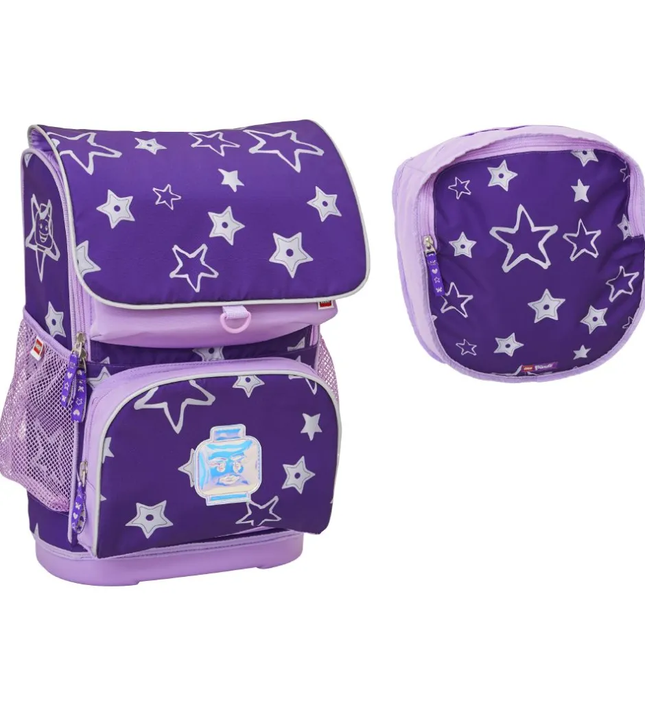 LEGO® Tasker LEGO® Skoletaske m. Gymnastikpose - Stars - Lilla m. Stjerner