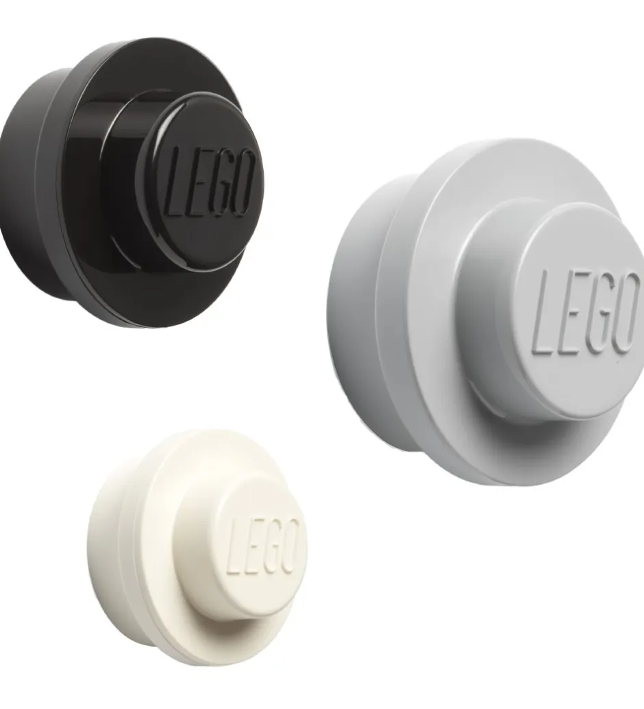 Knager*LEGO® Storage Knagerækkesæt - 3 stk - 10/8/5 cm - Hvid/Sort/Grå