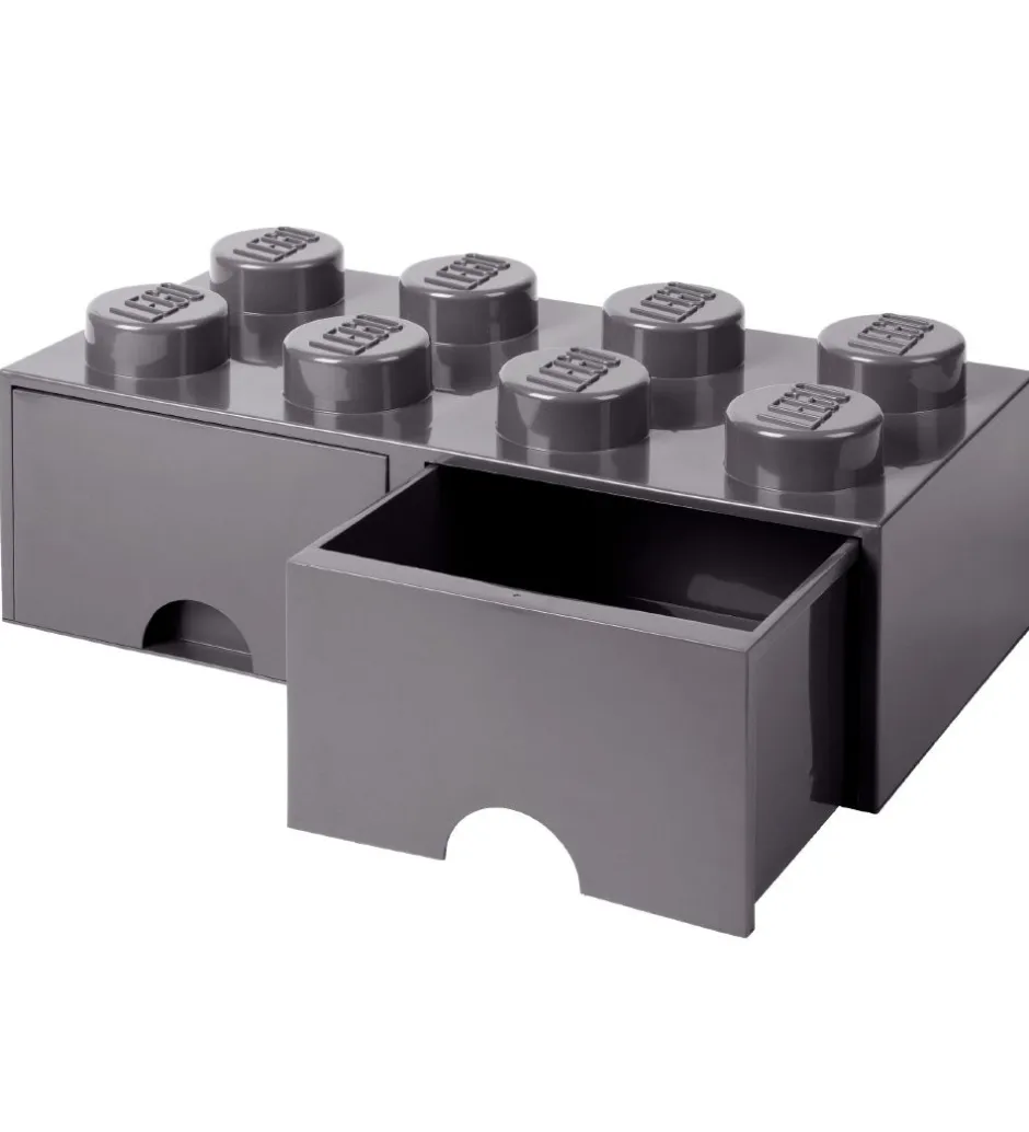Skuffer*LEGO® Storage Opbevaringsskuffe - 8 Knopper - 50x25x18 - Mørkegr
