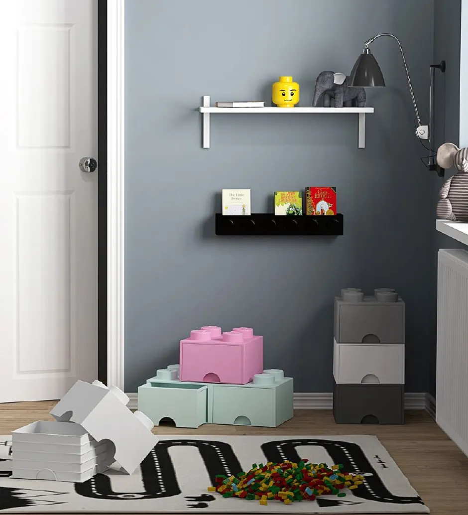 Skuffer*LEGO® Storage Opbevaringsskuffe - 4 Knopper - 25x25x18 - Lys Lil