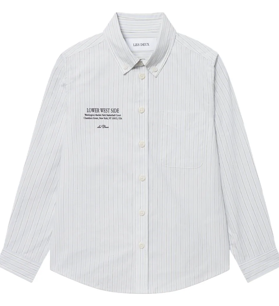 Skjorter*Les Deux Skjorte - Kent Print Stripe - Xenon Blue
