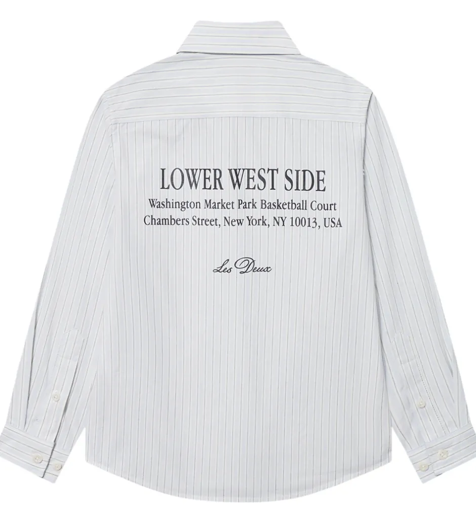 Skjorter*Les Deux Skjorte - Kent Print Stripe - Xenon Blue