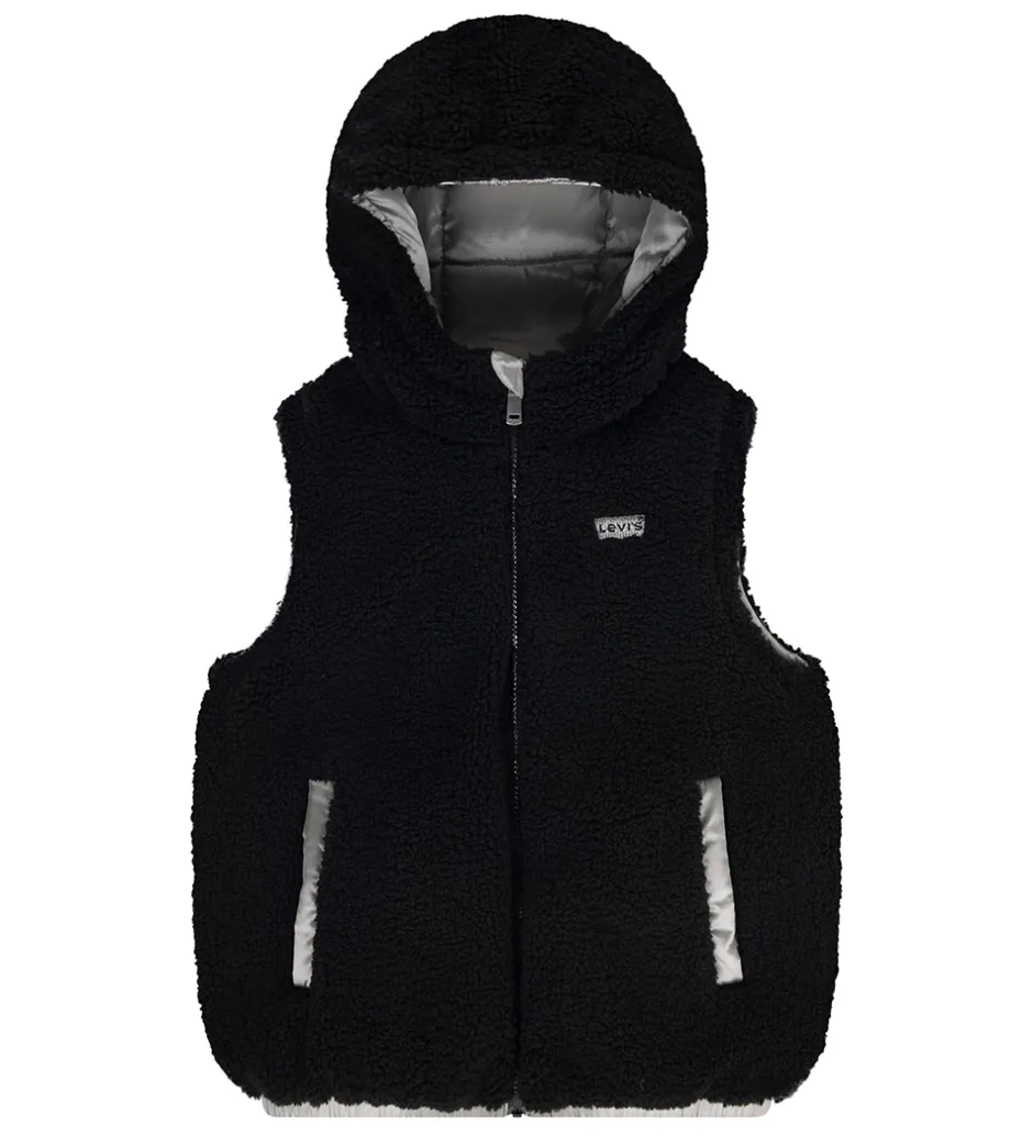 Børn Levis Dynevest m. Fleece - Vendbar - Sølv/Sort