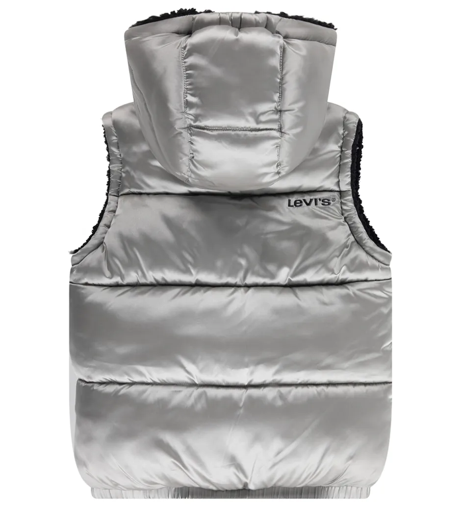 Børn Levis Dynevest m. Fleece - Vendbar - Sølv/Sort