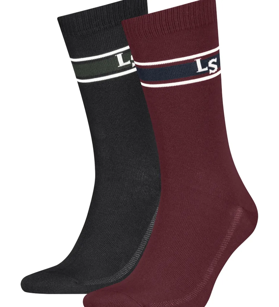 Strømper*Levis Strømper - 2-pak - Bordeaux/Sort
