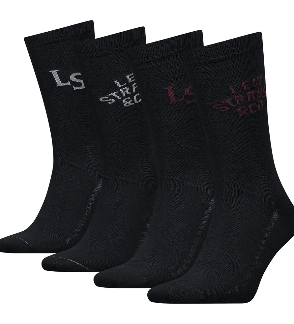 Strømper*Levis Strømper - 4-pak - Sort m. Print