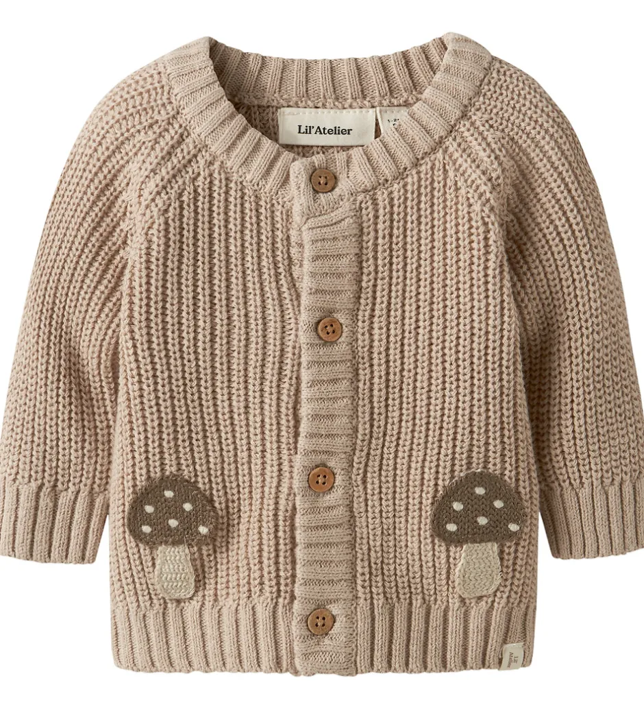 Børn Lil Atelier Cardigan - Strik - NbmEmlen - Oxford Tan m. Svampe