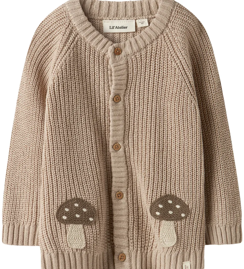 Børn Lil Atelier Cardigan - Strik - NmmEmlen - Oxford Tan m. Svampe
