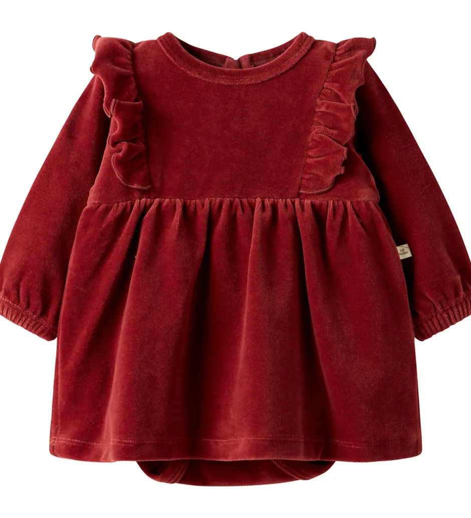 Kjoler*Lil Atelier Lil' Atelier Kjolebody l/æ - Velour - NbfSaga - Red Dahlia