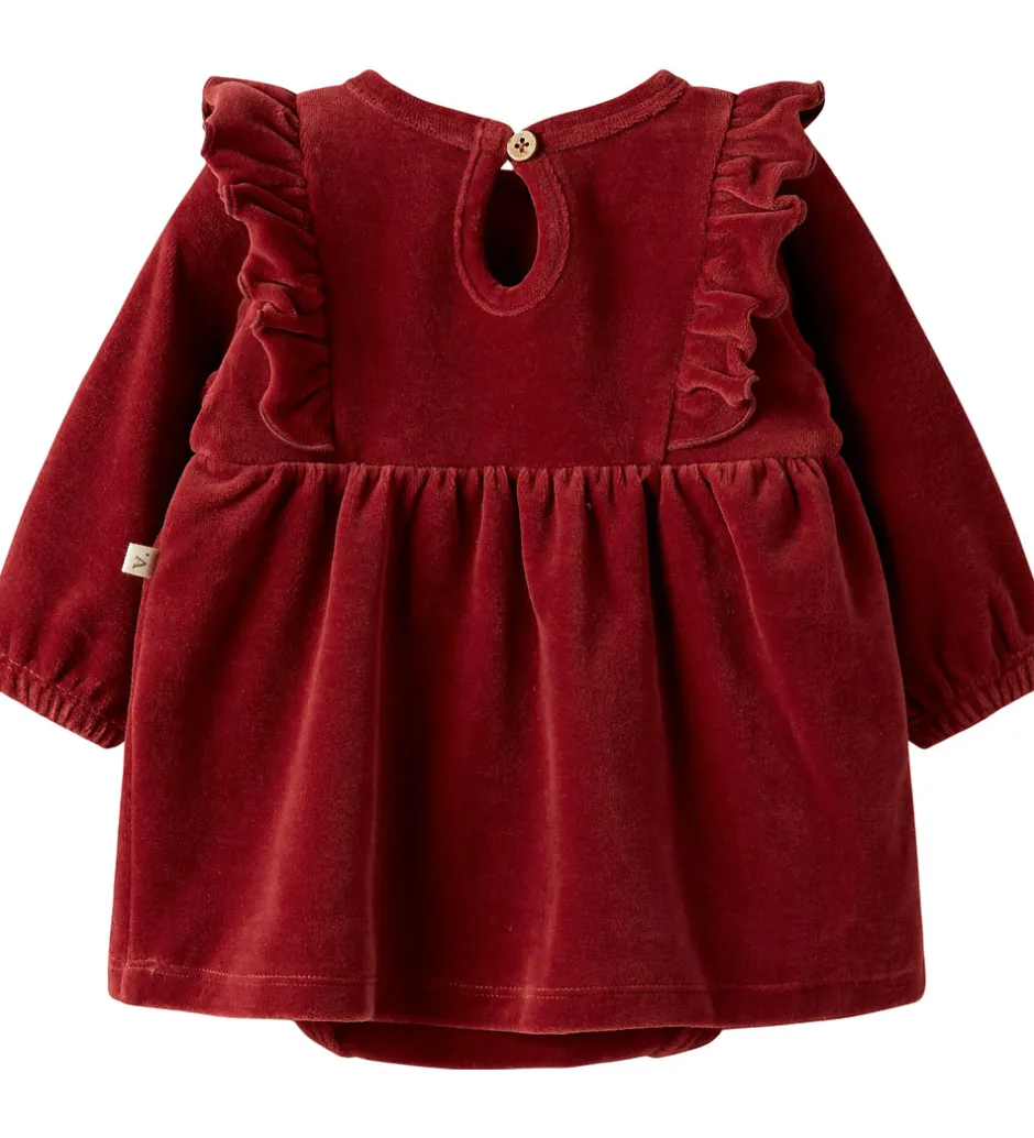 Kjoler*Lil Atelier Lil' Atelier Kjolebody l/æ - Velour - NbfSaga - Red Dahlia