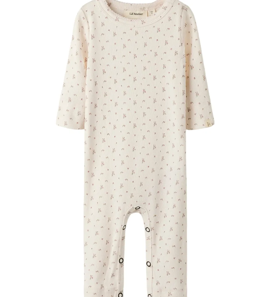 Nattøj*Lil Atelier Natdragt - Rib - NbfGago - Almost Mauve/Flowers