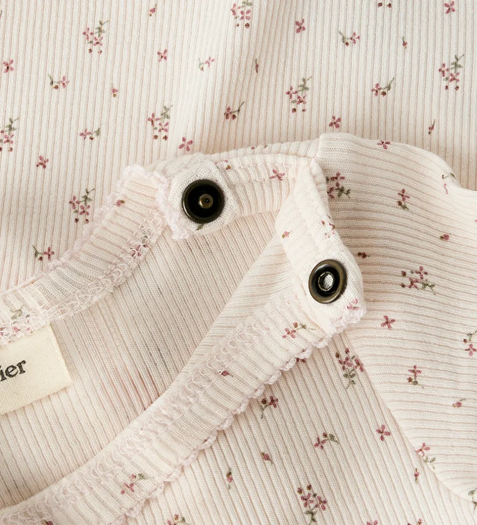 Nattøj*Lil Atelier Natdragt - Rib - NbfGago - Almost Mauve/Flowers