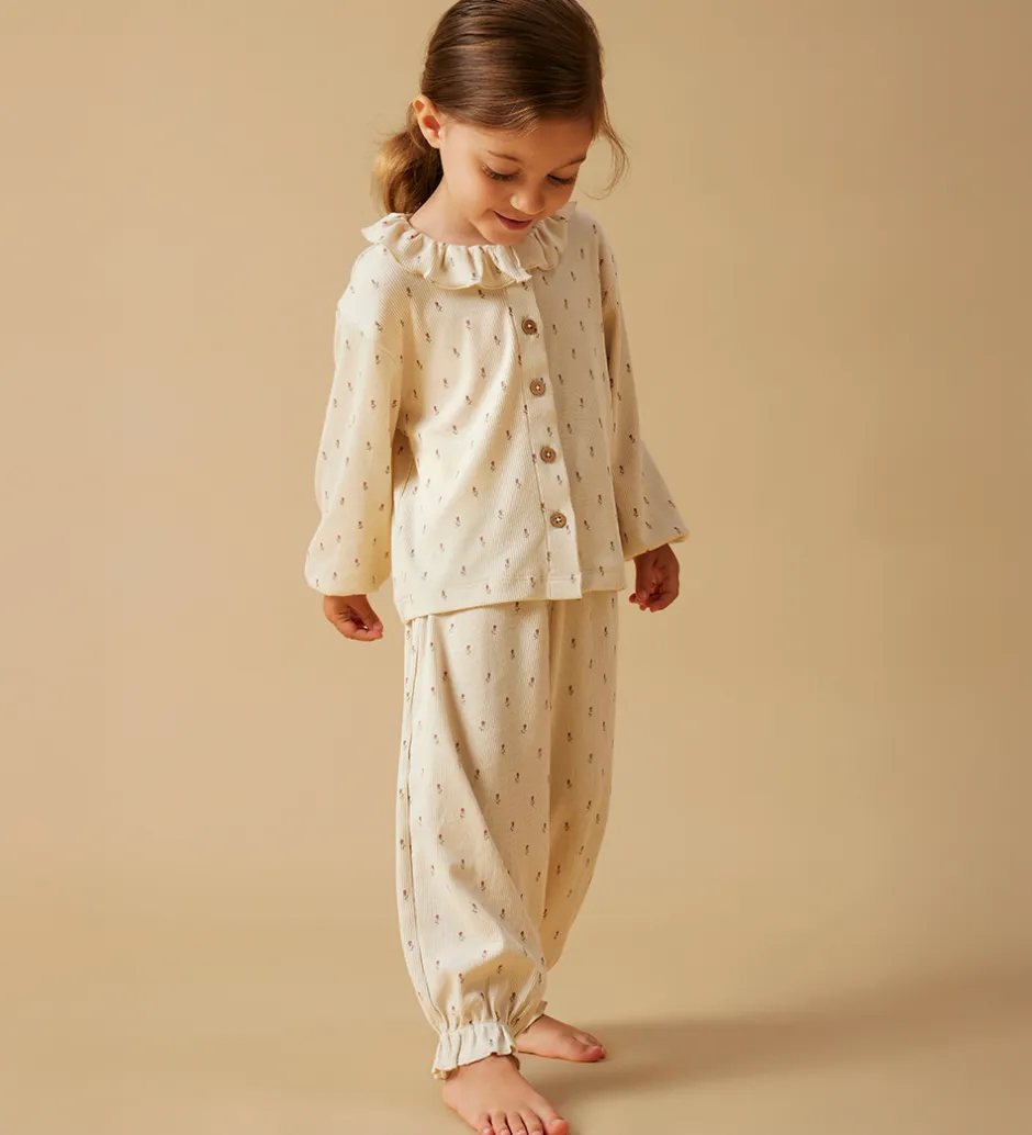 Nattøj*Lil Atelier Lil' Atelier Nattøj - 2-delt - Rib - NmfGago - Turtledove/Floral