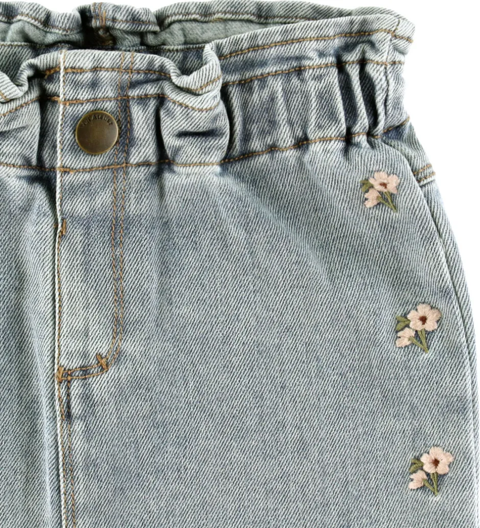Nederdele*Lil Atelier Nederdel - NmfDarlee - Medium Blue Denim/Flower Emb