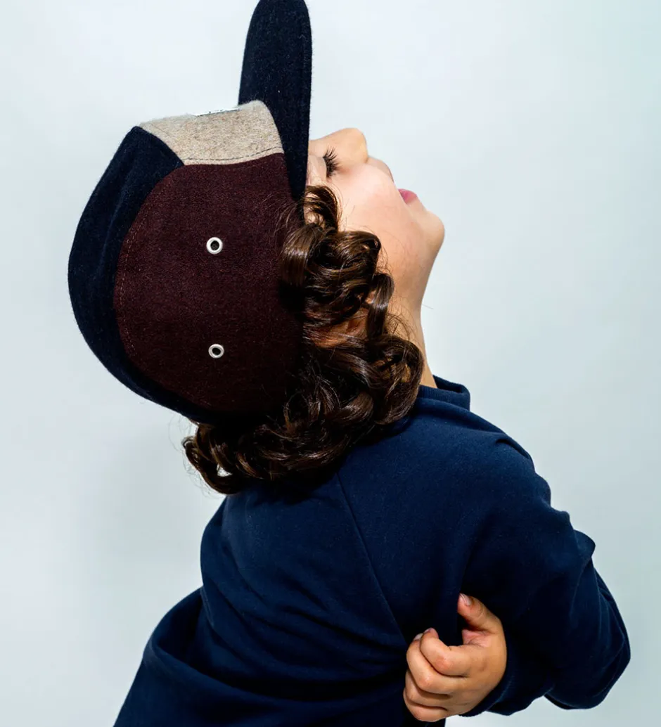 Kasketter*Lil' Boo Copenhagen Lil'Boo Copenhagen Kasket - Uld/Polyester - Brun/Navy