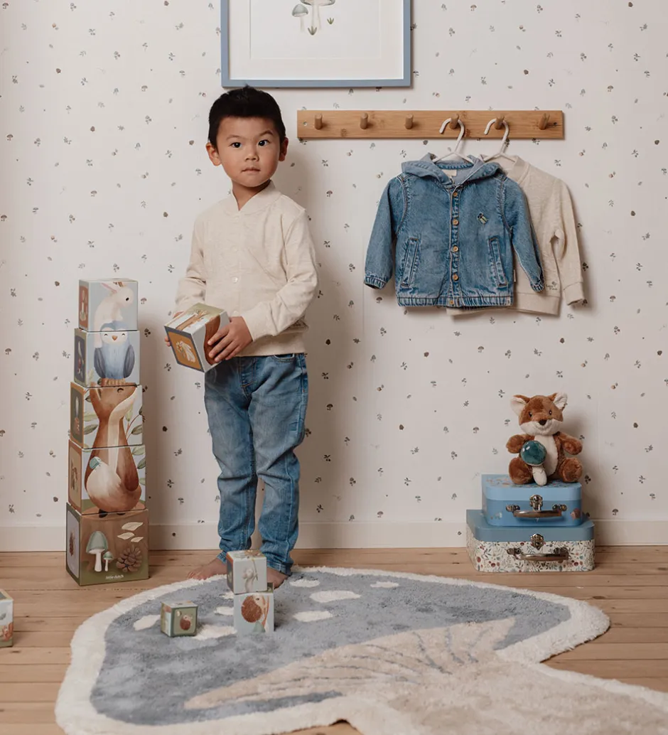 Børn Little Dutch Gulvtæppe - 102x118 cm - Blå Svamp