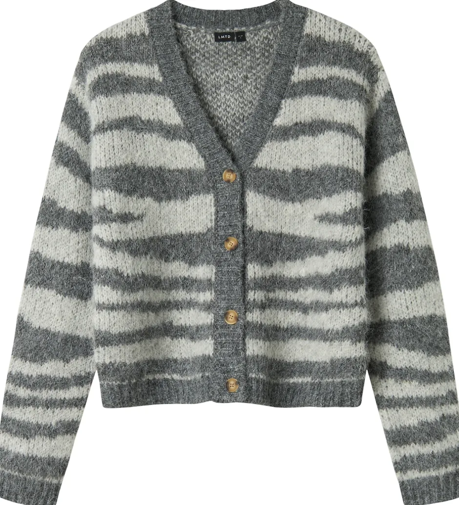 Cardigans*LMTD Cardigan - NlfNulos - Kort Strik - Dark Grey Melange