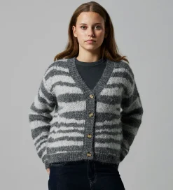 Cardigans*LMTD Cardigan - NlfNulos - Kort Strik - Dark Grey Melange