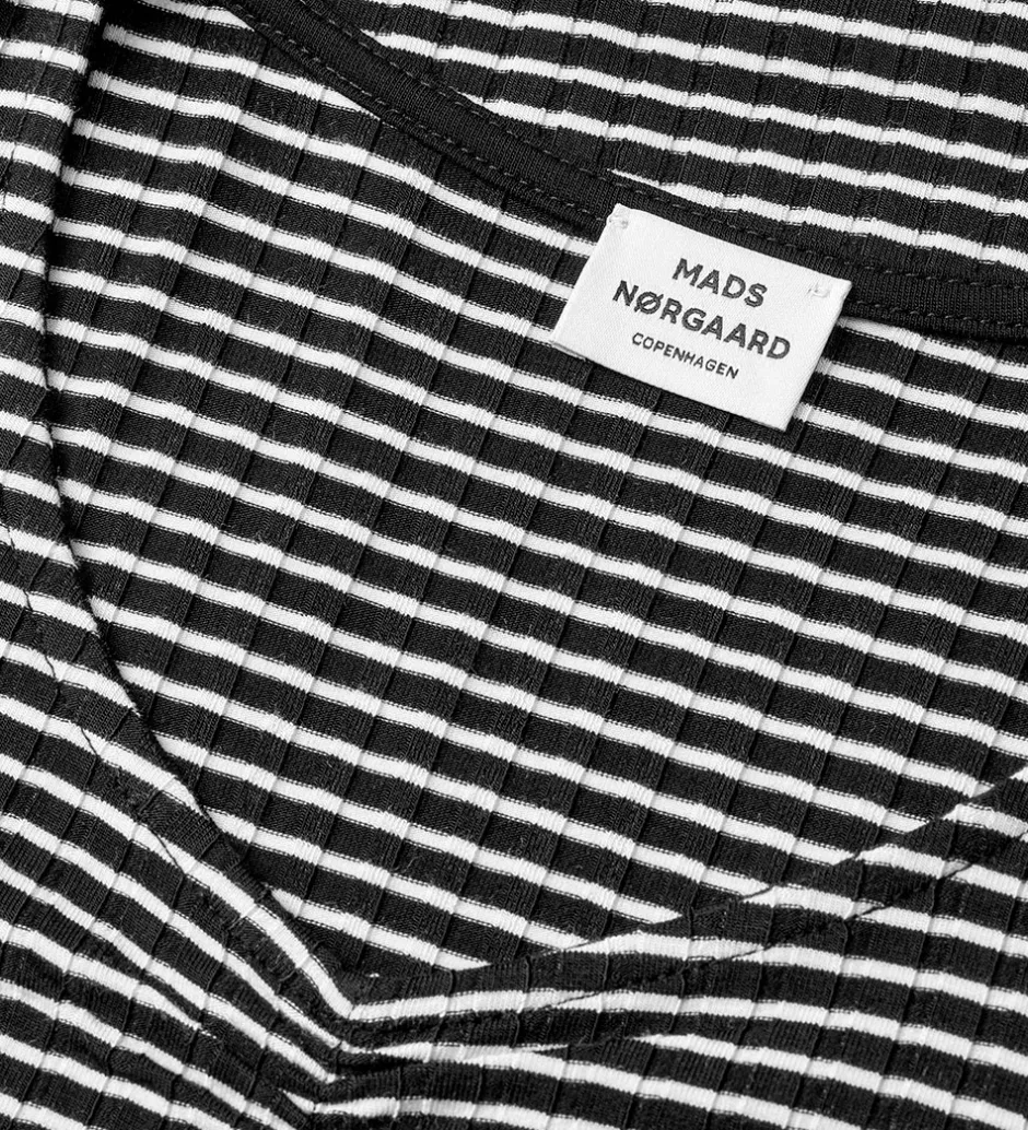 Kjoler*Mads Nørgaard Kjole - Rib - Viskose - Tikina - Black/Vanilla Ice