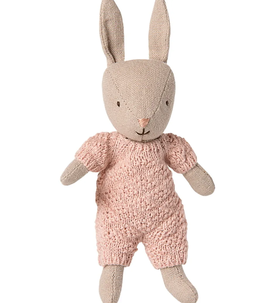 Dukker Og Tilbehør*Maileg Hare - Micro - Strikket Dragt - Sand/Rosa