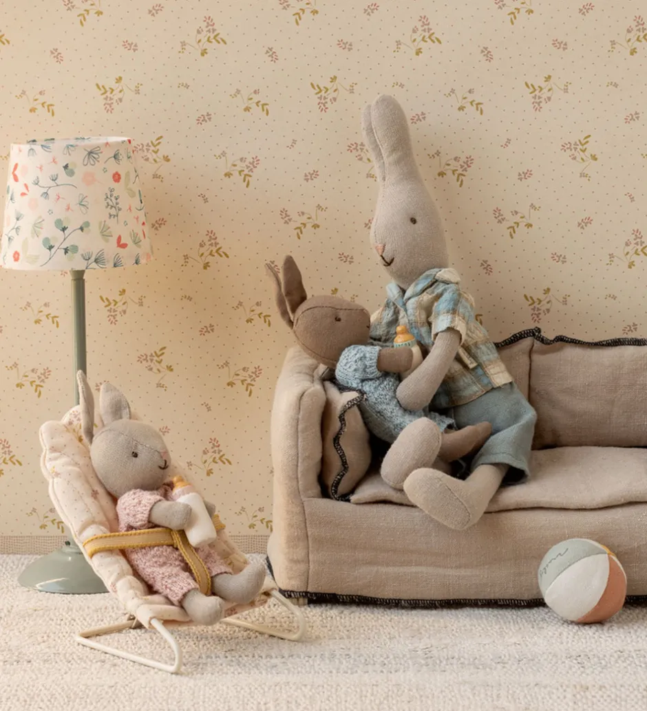 Dukker Og Tilbehør*Maileg Hare - Micro - Strikket Dragt - Sand/Rosa