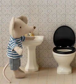 Dukker Og Tilbehør*Maileg Miniature Toilet - Mus - Råhvid