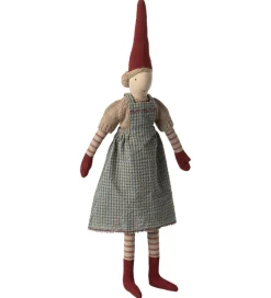 Maileg Nisse - Str.3 - Pige m. Blåternet Kjole