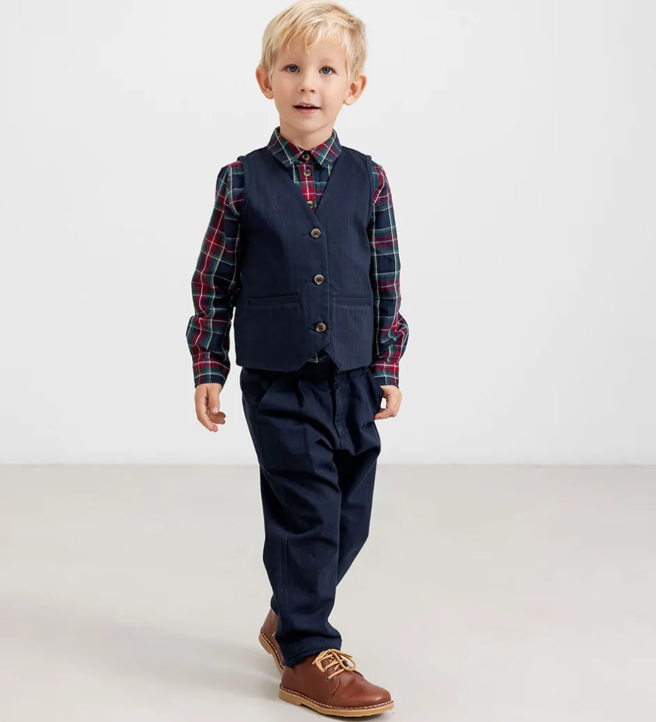 Børn MarMar Skjorte - Tommy - Pilot Navy Check