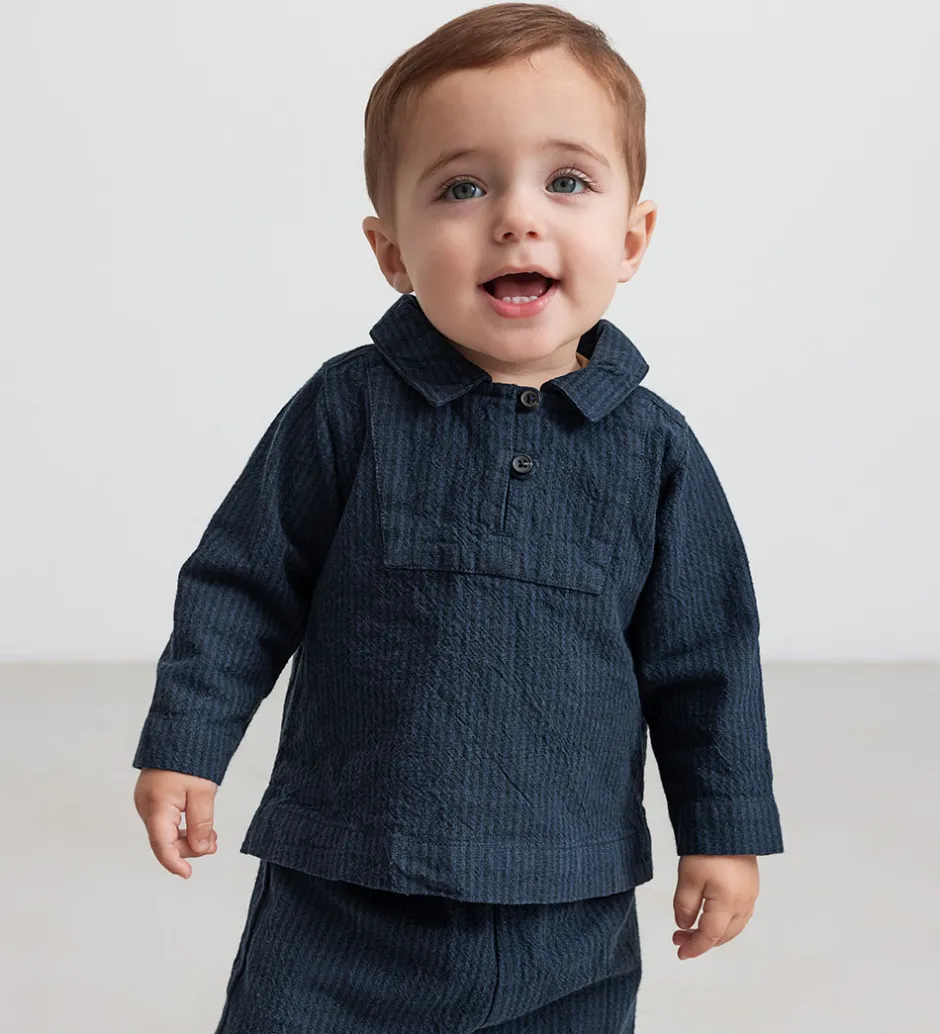 Skjorter*MarMar Skjorte - Tovas - Dark Blue Stripe