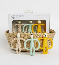 Bideringe|Babylegetøj*Matchstick Monkey Bideringe - 3-pak - Animal Teether Gift Set
