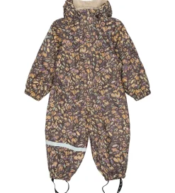 Regntøj*Mikk-Line Regndragt m. For - PU - Raisin m. Blomster