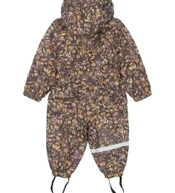 Regntøj*Mikk-Line Regndragt m. For - PU - Raisin m. Blomster