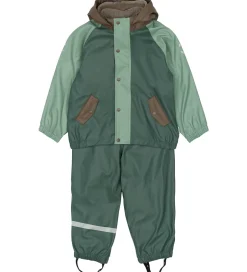 Børn Mikk-Line Regntøj m. Fleece/Seler - PU - 3i1 - Balsam Green