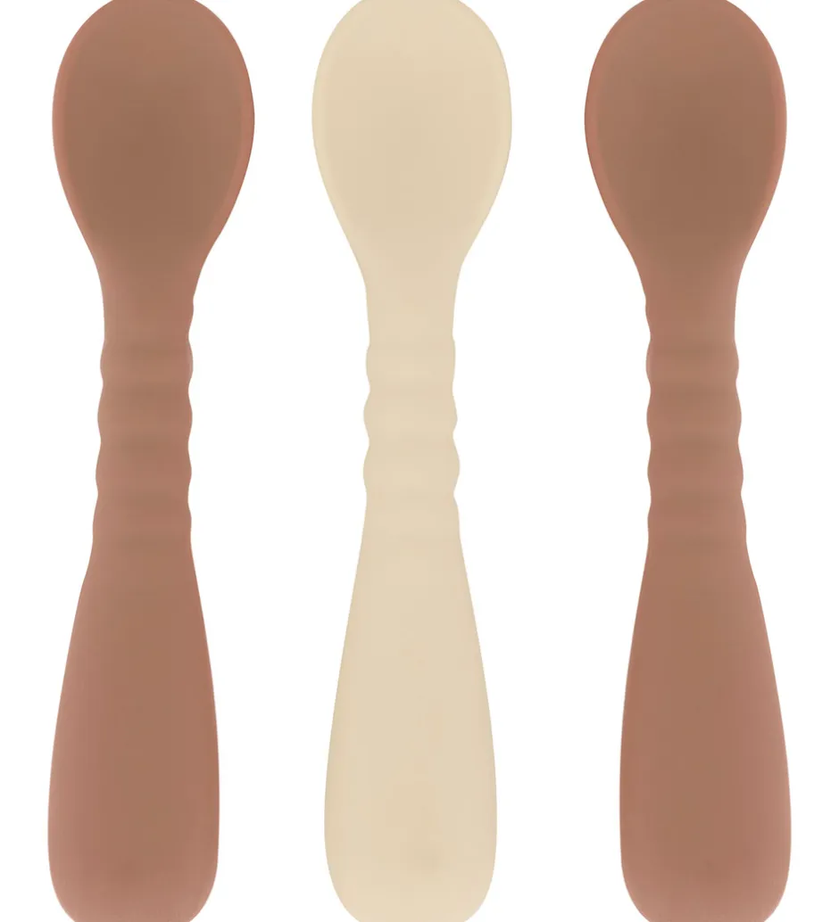 Børnebestik|Babyskeer*Mikk-Line Skeer - 3-pak - Silikone - Brown Sugar/White Swan
