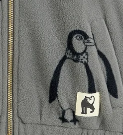 Børn Mini Rodini Fleecejakke - Penguin - Grå