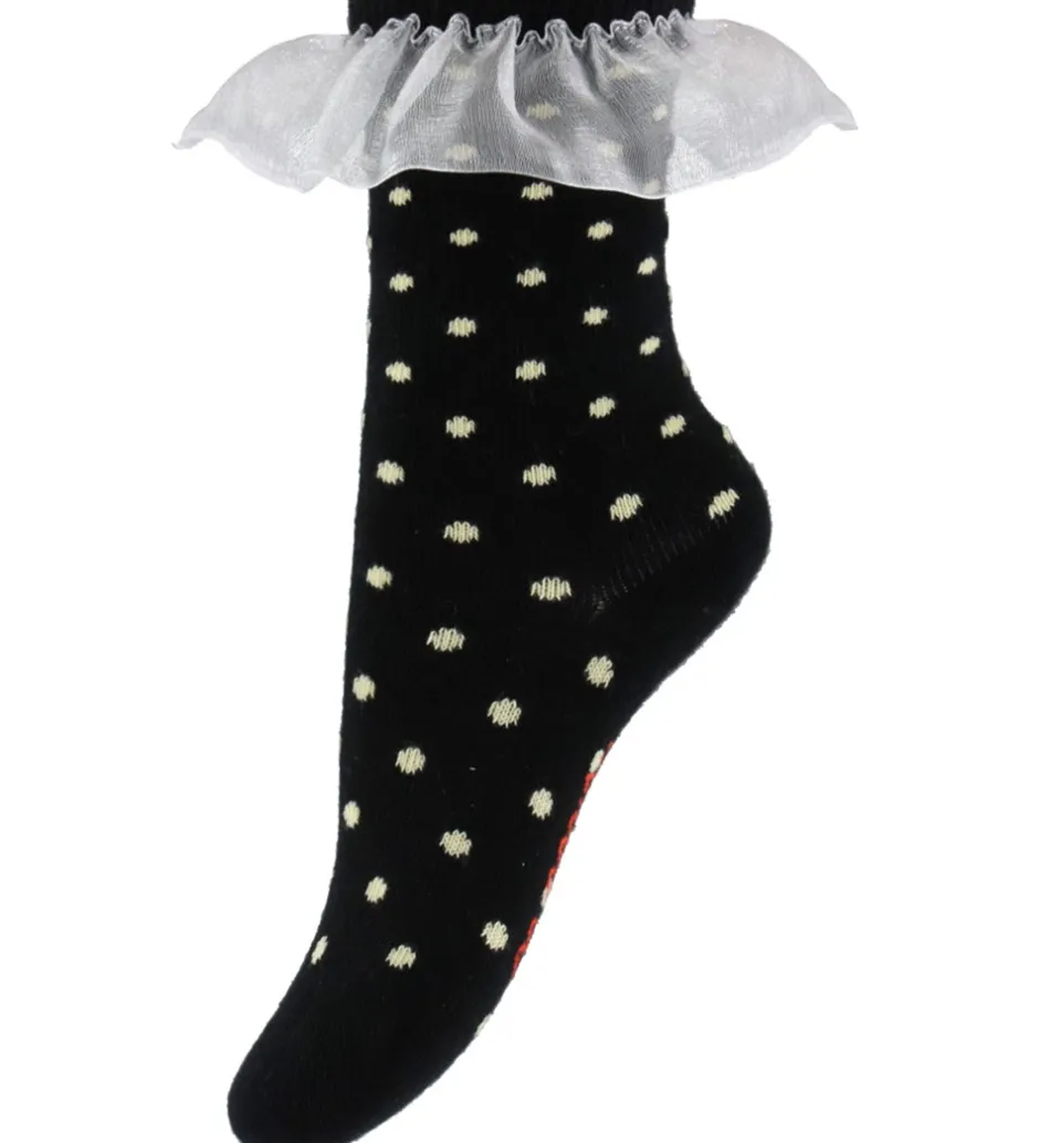 Strømper*Mini Rodini Strømper - Polka Dot Frill - Sort