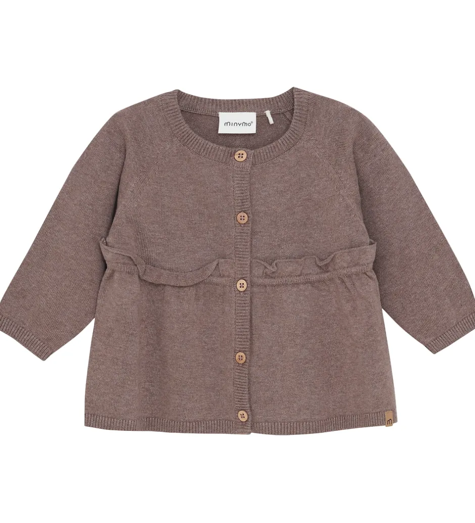 Striktrøjer*Minymo Cardigan - Strik - Dark Brown Melange