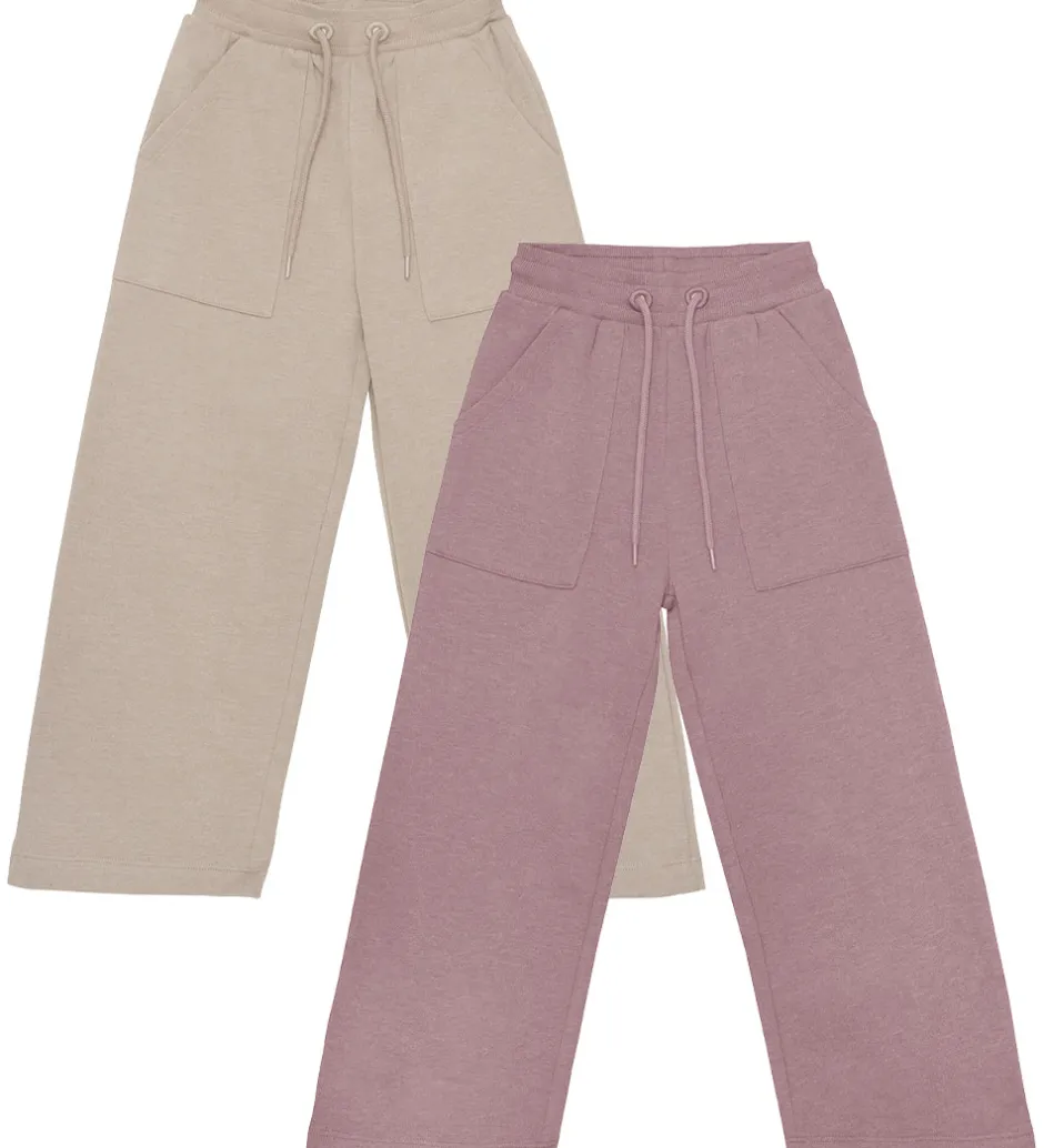 Børn Minymo Sweatpants - 2-pak - Elderberry/Rainy Day