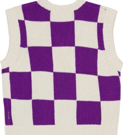 Børn Molo Vest - Strik - Gitta - Purple Shell Check
