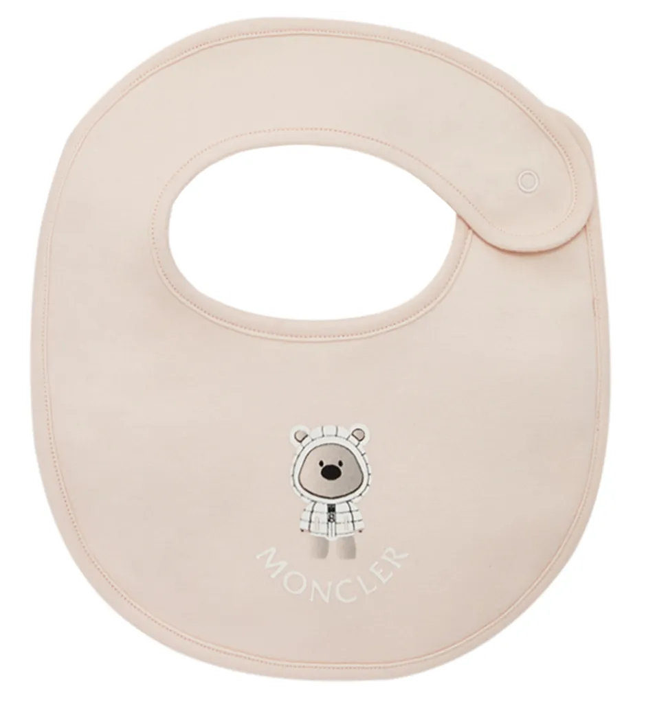 Savlesmække*Moncler Sæt - Hue/Savlesmæk/Body l/æ - Light Pink m. Bamse