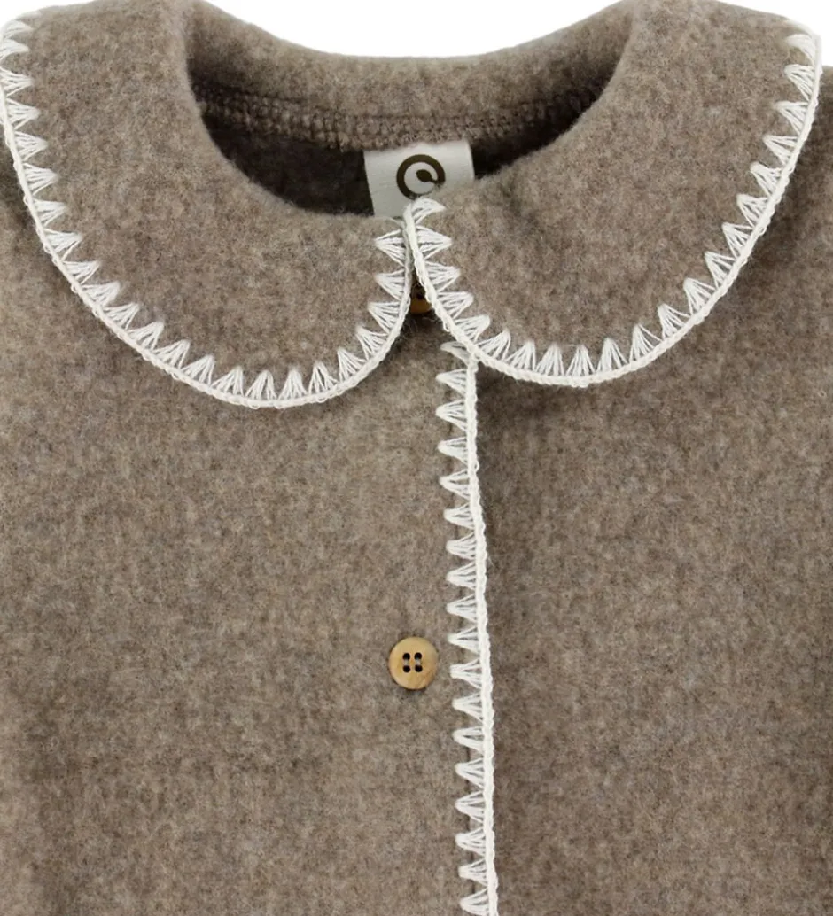 Børn Müsli Cardigan - Uldfleece - Brown Melange