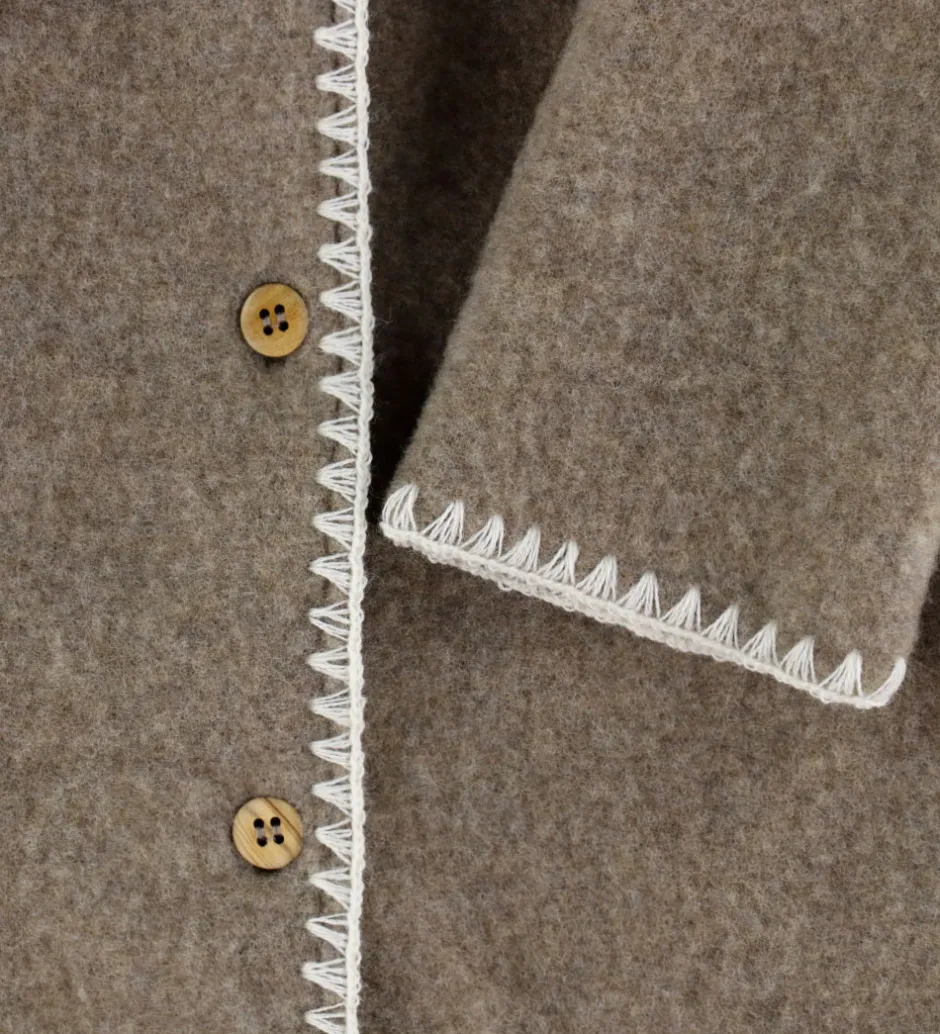 Børn Müsli Cardigan - Uldfleece - Brown Melange